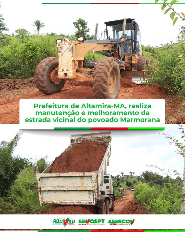 Prefeitura de Altamira-MA, realiza manutenção e melhoramento da estrada vicinal do povoado Marmorana